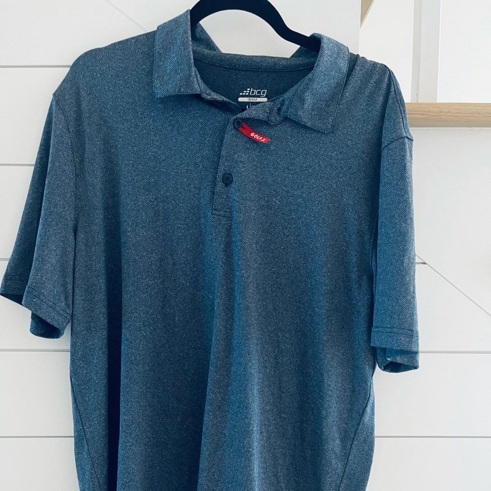 Men’s Large Blue/Gray Golf Shirt, bcg Golf